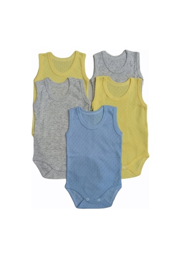 Özdemirlitekstil Jakarlı Klimalı Askılı Çıtçıtlı Bebek Badi (5'Li Paket) Çok Renkli