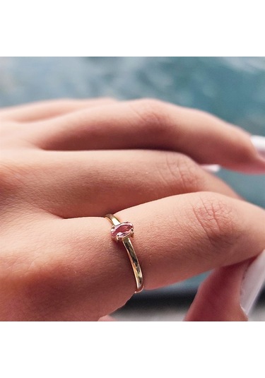 Fasekgold 0.30 Karat Sultanayt Oval Taşlı 14 Ayar Altın Yüzük