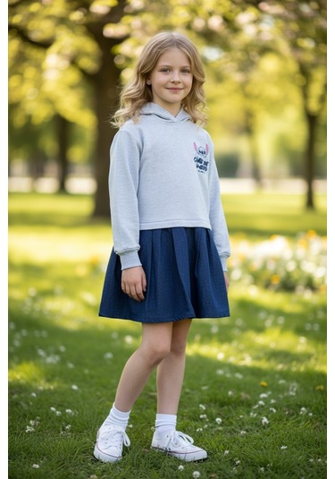 Stitch Kız Çocuk Elbise Gri