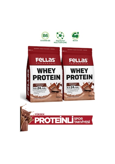 Fellas Whey Protein Tozu 1050 G - Çikolata Aromalı 525 G x 2 Çikolata