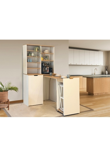 Lyon Katlanabilir Masalı Kahve Köşesi 90 Cm Krem Sedef Lyon Katlanabilir Masalı Kahve Köşesi 90 Cm Krem Sedef