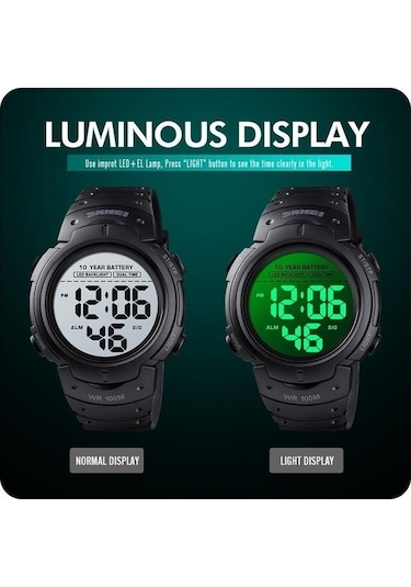 Yingfu Yeni Siyah Skmeı Spor Saatler Erkekler Dijital 100 M Su Geçirmez Çok Fonksiyonlu Kol Saatleri Adam 1560 Çok Renkli Çok Renkli