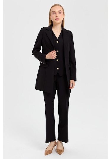 Yelek Ceket Pantolon Takım Siyah Siyah