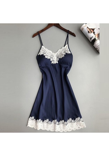 Saten Pijamalar Kadın Bayan Kıyafeti Gecelik Seksi İç Çamaşırı Göğüs Pedleri İle Gümüş