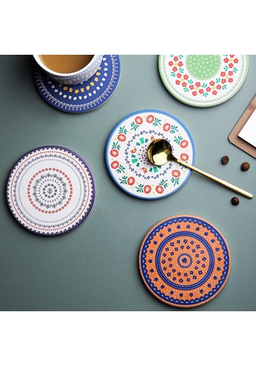 Homyl Tezgah Ev Yemek Masası Için Yuvarlak Placemat Çapı 10cm Koyu Mavi