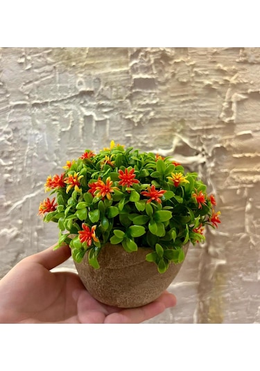 Modern Turuncu Bahar Esintisi Yapay Aranjman 13 Cm X 17 Cm Turuncu