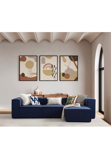 Nova 4 Modül Modüler L Köşe Koltuk Takımı Lacivert