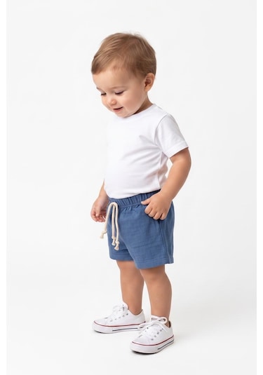 MiaBaby Bebek Müslin Şort Indigo