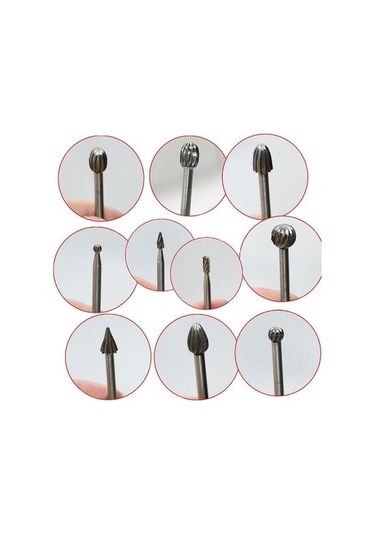 Pazly Ve Ucu Tungsten Seti, Metal Ve Ahşap İşleme İçin 10 Adet 1/8 Şaftlı Geeroyoo Freze - Mf