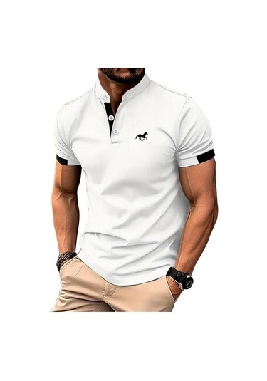 Logo Baskılı Erkek Yaz Kısa Kollu Düğmeli Polo Gömlek Erkek Slim Fit Golf Polo Gömlek Dik Yaka Polo Gömlek Beyaz Logo Baskılı Erkek Yaz Kısa Kollu Düğmeli Polo Gömlek Erkek Slim Fit Golf Polo Gömlek Dik Yaka Polo Gömlek Beyaz