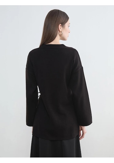 Lc Waikiki Siyah Kruvaze Yaka Kadın Kimono