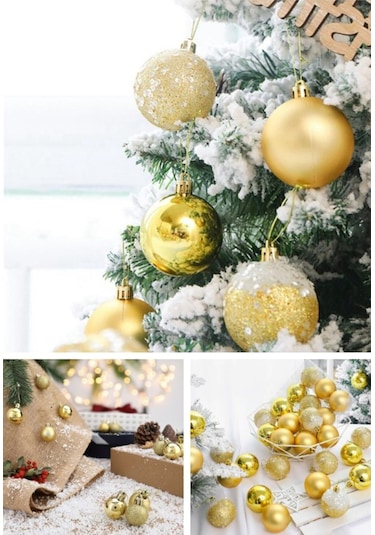 Noel Çam Ağacı Süsü 12 Li Parlak Simli Altın Renkli Top Süsler Yeniyıl Yılbaşı Çam Ağacı Süsleri 4cm Çok Renkli
