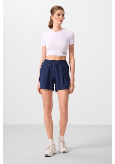 Tommylife İndigo Polyester Gizli Cep Fermuarlı Rahat Form Kadın Şort - 91014 Indigo