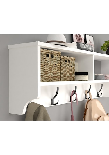 Bofigo Portmanto Duvar Askılığı Elbise Askılığı Beyaz