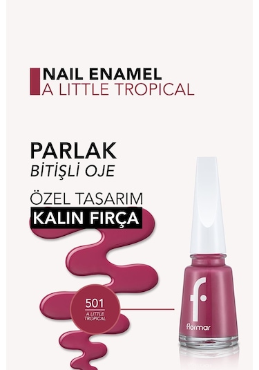 Flormar Sedefli Parlak Oje (PEMBE) - Nail Enamel - 501 A Little Tropical - 8682536036337