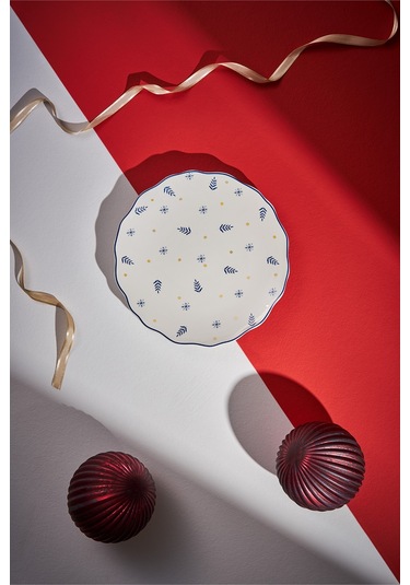 Emsan Infancy Snow New Year Yılbaşı New Bone 2'li Pasta Tabağı 20.5 Cm