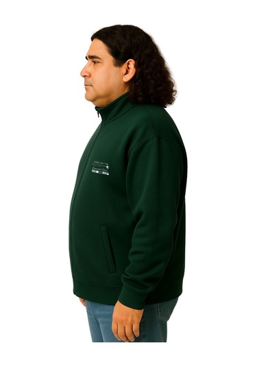 Erkek Büyük Beden 122-158 Kilo Arası İçin Uygun Pamuklu Geniş Kalıp Dik Yaka Fermuarlı Sweat Mont Koyu Yeşil Erkek Büyük Beden 122-158 Kilo Arası İçin Uygun Pamuklu Geniş Kalıp Dik Yaka Fermuarlı Sweat Mont Koyu Yeşil