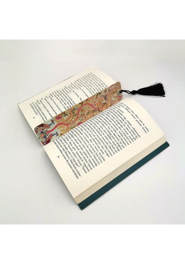 Tavuskuşu Ve Yaşam Ağacı Baskılı, Püsküllü Kitap Ayracı Hediyelik Bookmark,ayraç-121