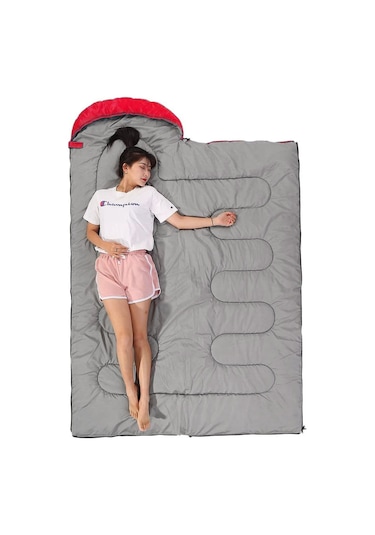 Evolite Camper Pro SQ Birleştirilebilir Kırmızı Uyku Tulumu 2 Kişilik Kırmızı