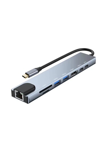 Usb C Hub Çoklu Bağlantı Noktası Adaptörü, 4k Hdmı Adaptörü Usb C - Hdmı Ve Ethernet Bağlantı Noktası Genişletme Yuvası Dizüstü Bilgisayar Macbook Pro Air Dell Hp Tip C Cihazlar İçin