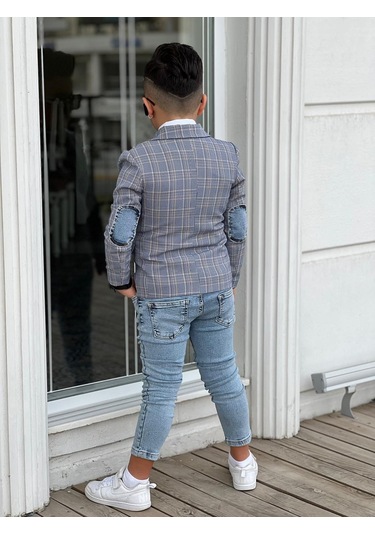 Uğurböceğiçocuk Ekose Denim Detaylı 5'parça Erkek Çocuk Takım 001