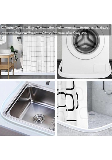 Tenfowee Siyah Silikon Su Engelleyici 100cm, Otomatik Yapışkan Kapı Altı Su Geçirmez Müdahale Şeridi Siyah