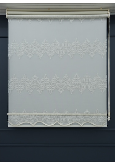 Çift Mekanizmalı Tül+stor Güneşlik Perde Çiftli Sistem - 2 Perde Tek Ürün Ekru