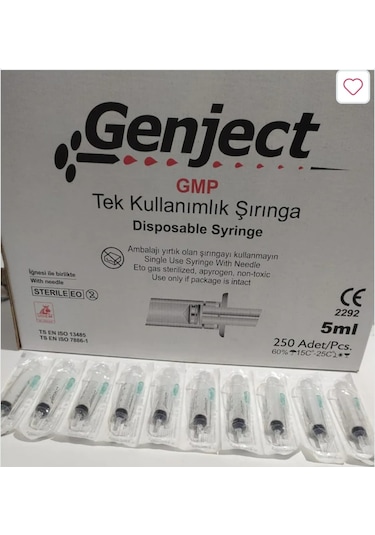 Genject 5 cc Yeşil Enjektör 250 Adet