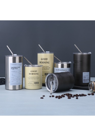 Reedark 600ml Beyaz 304 Paslanmaz Çelik Termos Bardak, Çift İçim Pipetli, Taşınabilir, Dışarıda Kullanım İçin Büyük Kapasiteli Kahve Bardak Beyaz