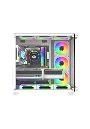 Sirius White Argb Panel 7x Fan Kumanda Ve Kontrolcü Atx Boş Bilgisayar Kasası Beyaz