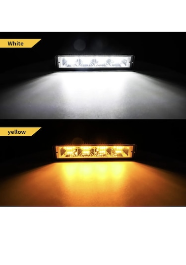 Point Off Road 12-24v Oto Gündüz Led Bar 6 Inç 24 Led Çift Renk Beyaz Sarı Çalışma Ve Sis Lambası 1 Adet