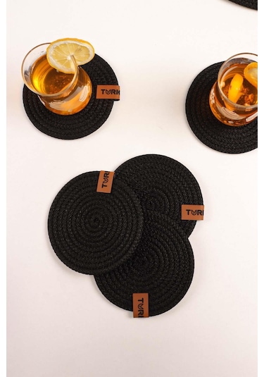 Dekoratif Salyangoz Jüt Dokuma Bardak Altlığı, 4 'lü Bardak Altlığı 001