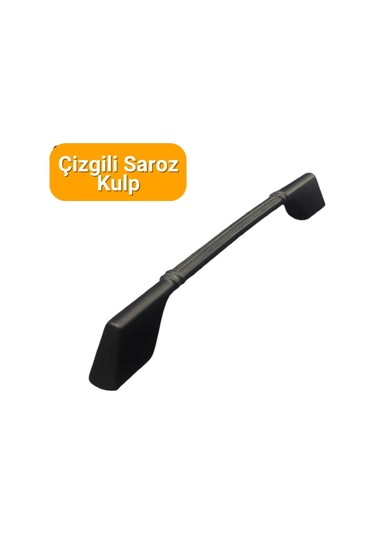 4 Adet Çizgili Saroz Siyah Metal Mobilya Kulpu 160mm - 192mm Siyah