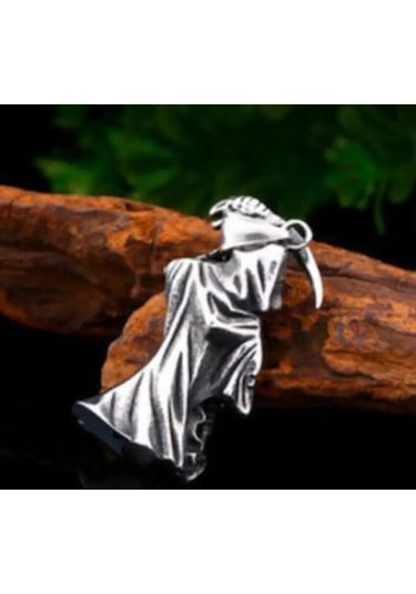 Paslanmaz Çelik 3 Boyut Tasarım Ölüm Melek Kurukafa Kolye Gümüş