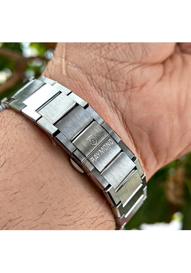 Raymond Star Serisi Lacivert Çelik Erkek Kol Saati Gümüş