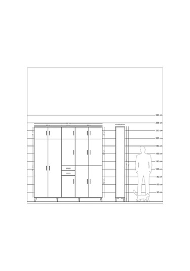 Arges Dolap 10 Raflı 2 Çekmeceli 3 Askılı 220x30x243 Çam-aytaşı/çam Aytası/atlas Çam