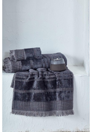 Ecocotton Zeus Antrasit 3 Parça Organik Havlu Seti Antrasit