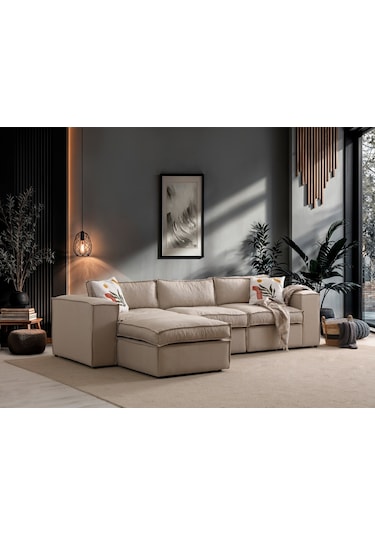 Nevada L Köşe Koltuk Takımı Bej