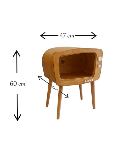 Dekoratif Retro Tv Ahşap Sehpa Köşe Sehpa