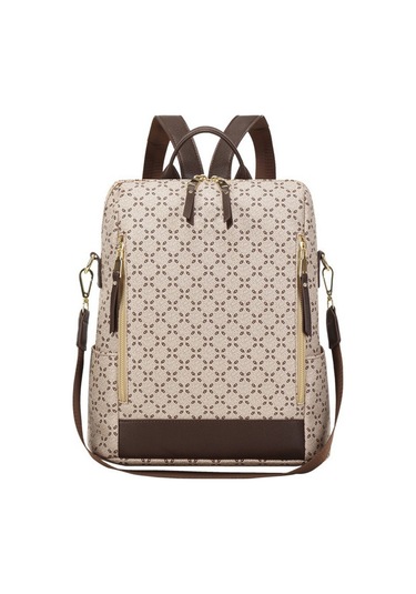 Yifomall Büyük Kapasiteli Çift Omuzlu Çanta - Çok Cepeli Ve Çıtçıtlı Modeller Bej - Kahverengi