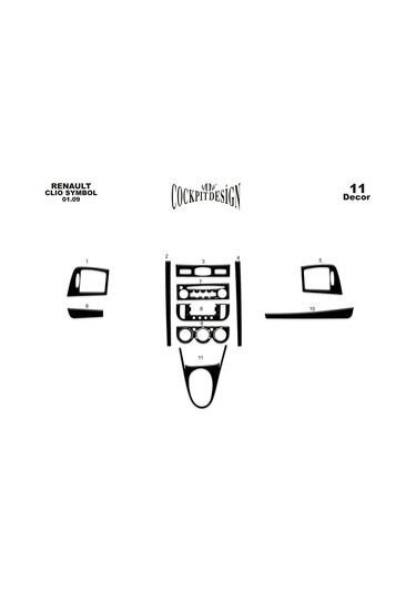 Renault Clio Symbol Alüminyum Kaplama 2009-201 11 Parça-piano Black Piano Black