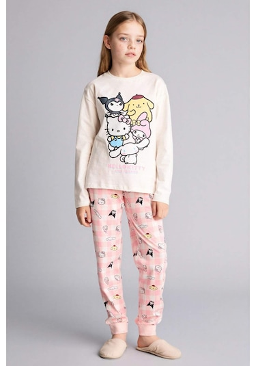 Defacto %100 Pamuklu Hello Kıtty 2'li Pijama Takımı Kız Çocuk H1070A826SP