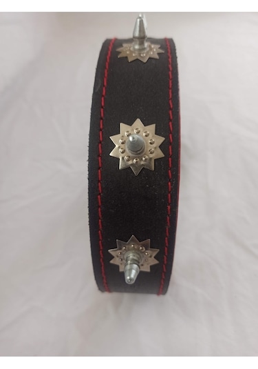 Kozaklı Deri Çivili Dikenli Süslü Köpek Tasması Kırmızı 65 x 4 CM