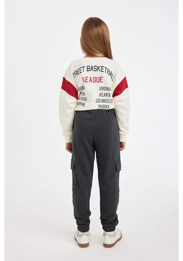 DeFacto Kız Çocuk Kargo Cepli Beli Paçası Lastikli Jogger Eşofman Altı D3202A824WNAR211 Antrasit