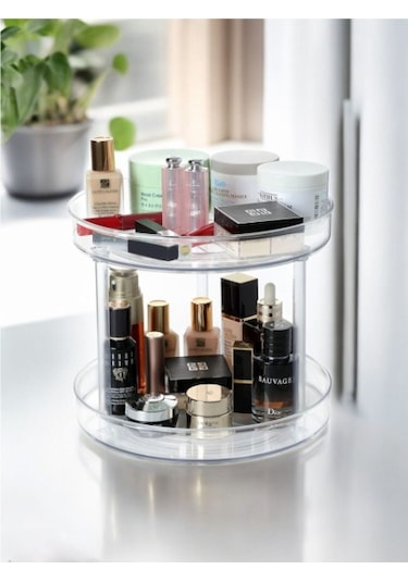 Çok Amaçlı Dönebilen 2 Katlı Organizer Şeffaf