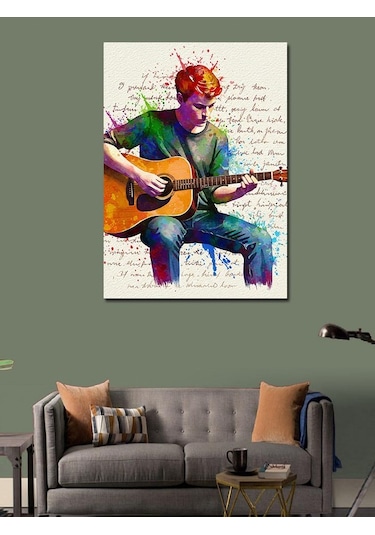 Kanvas Tablo Renkli Gitar Çalan Adam 50cmx70cm