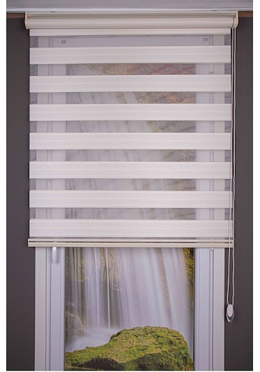Oba Perde Keten Zebra Perde Beyaz 160 x 190
