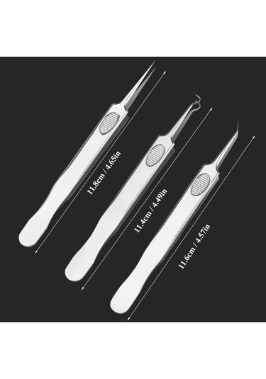 Vkemall 3'lü Paslanmaz Çelik Siyah Nokta Ve Sivilce Temizleme Seti - Cilt Bakımı Ve Hijyen İçin Profesyonel Araçlar