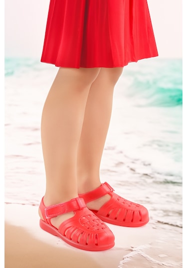 Kiko Kids Fina Günlük Deniz Havuz Plaj Kız Çocuk Sandalet Ayakkabı Kırmızı