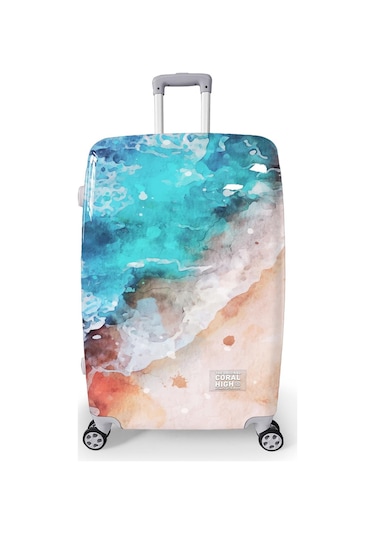 Coral High Renkli Desenli Pc Büyük Boy Valiz 70cm 16813
